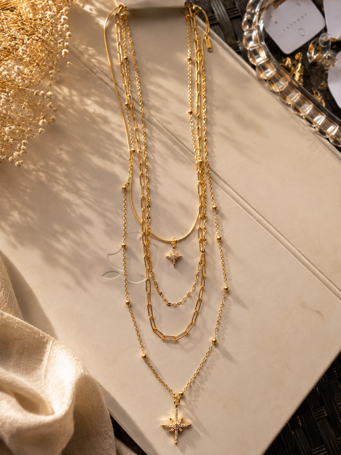 Golden Startus Layer Necklace