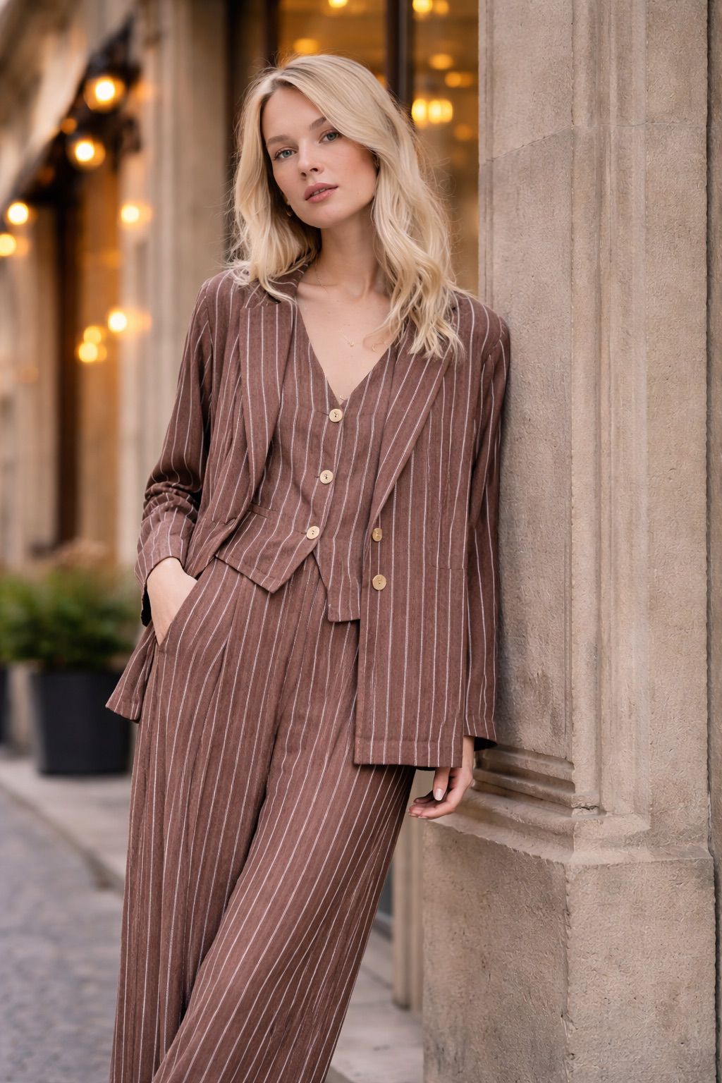 Leinen Blazer – Pinstripe