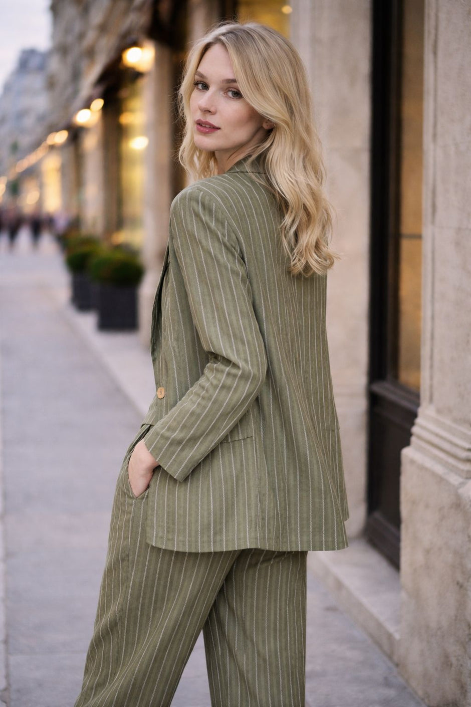 Leinen Blazer – Pinstripe