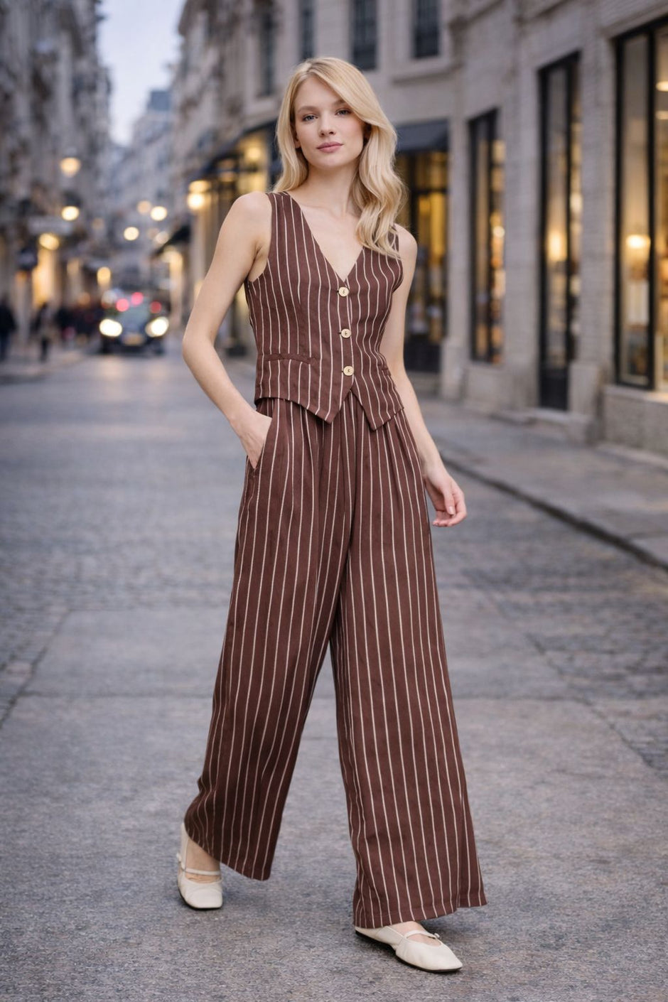 Leinenhose – Wide Leg Pants